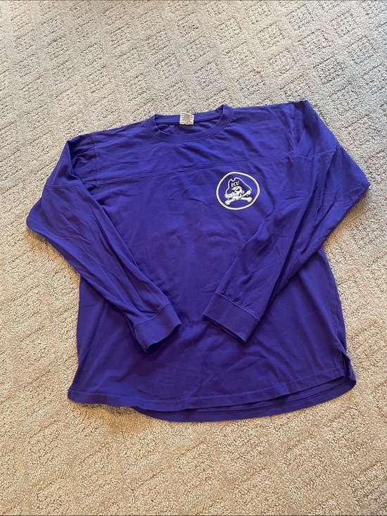 Pressbox Tops - Pressbox Purple Long Sleeve Tee with ECU Logo
